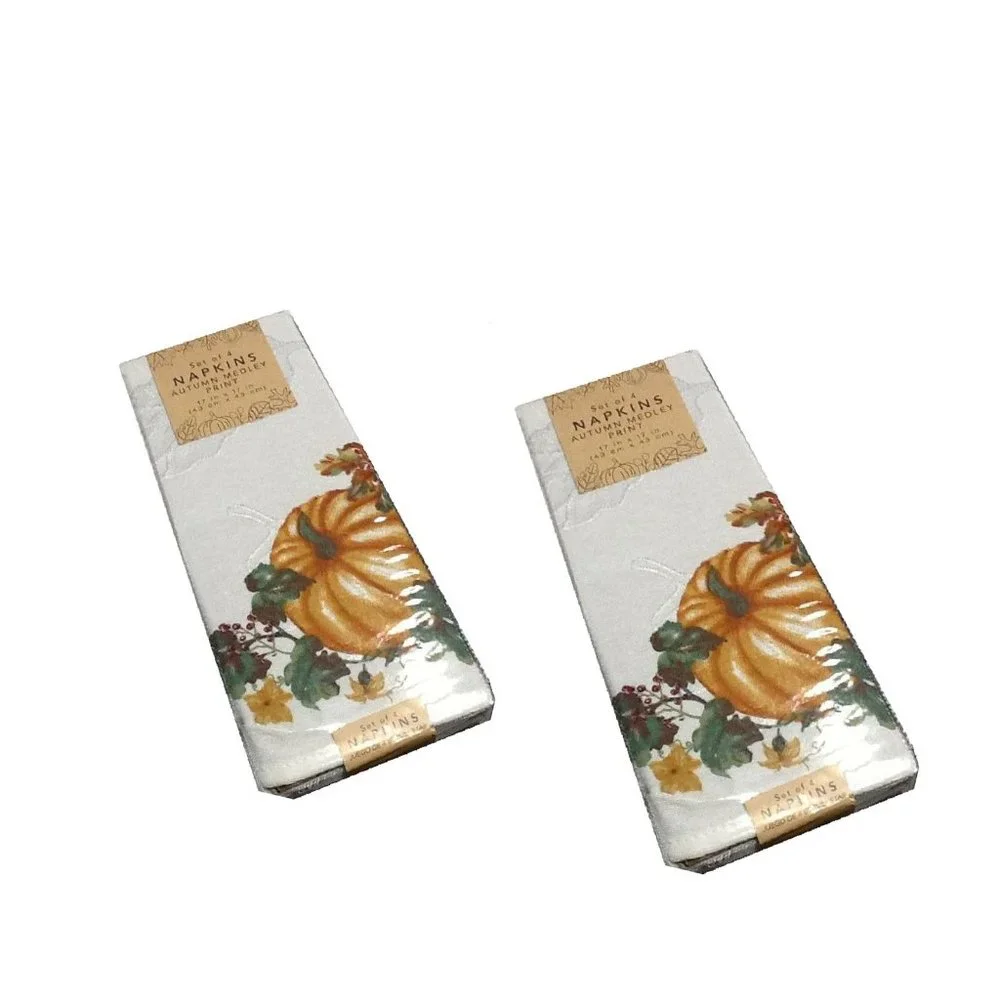 8 new Autumn Medley Pumpkin 17 x17 inch Fabric Napkins for Thanskgiving decor